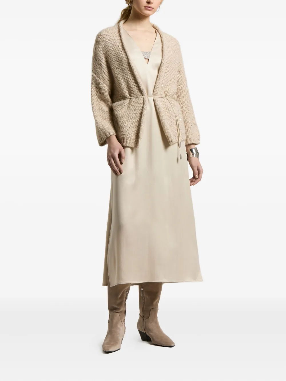 Peserico V-neck midi dress | Neutrals | Image 1