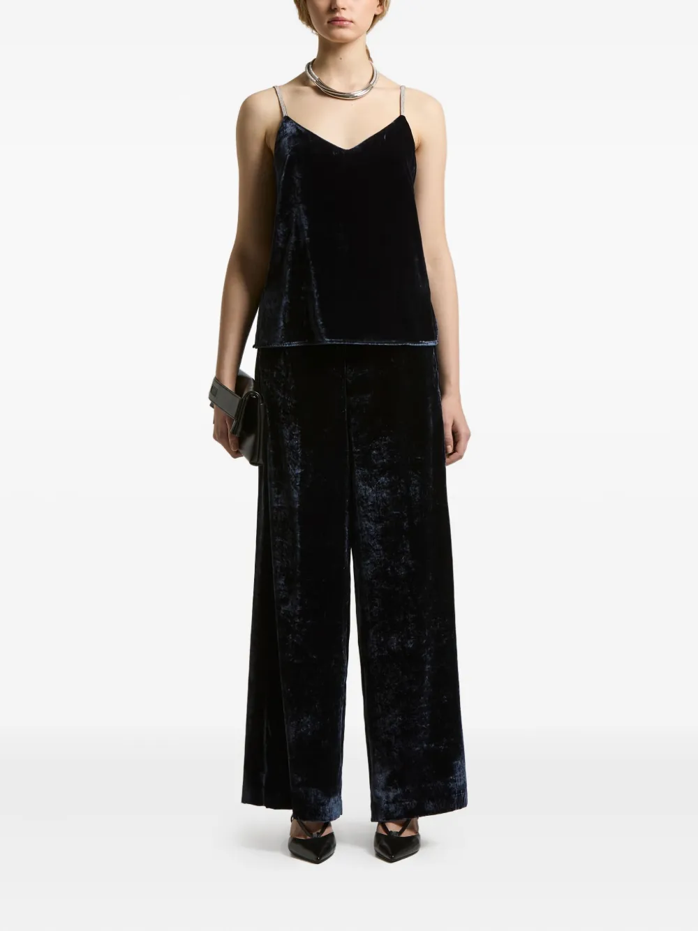 Peserico crystal-embellished velvet top | Blouses | Image 2