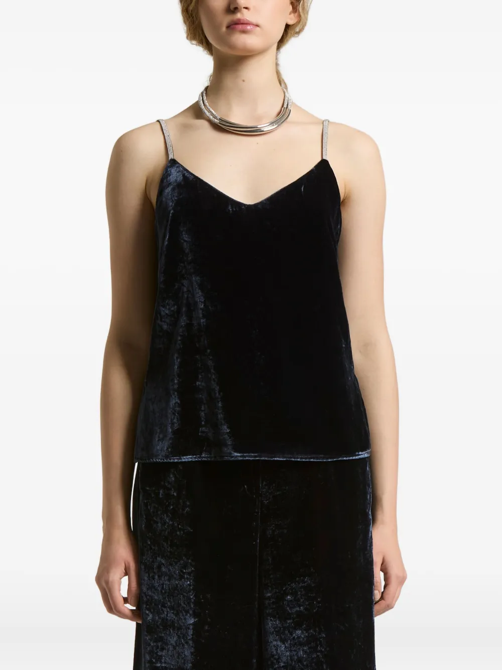 Peserico crystal-embellished velvet top | Blue | Image 1
