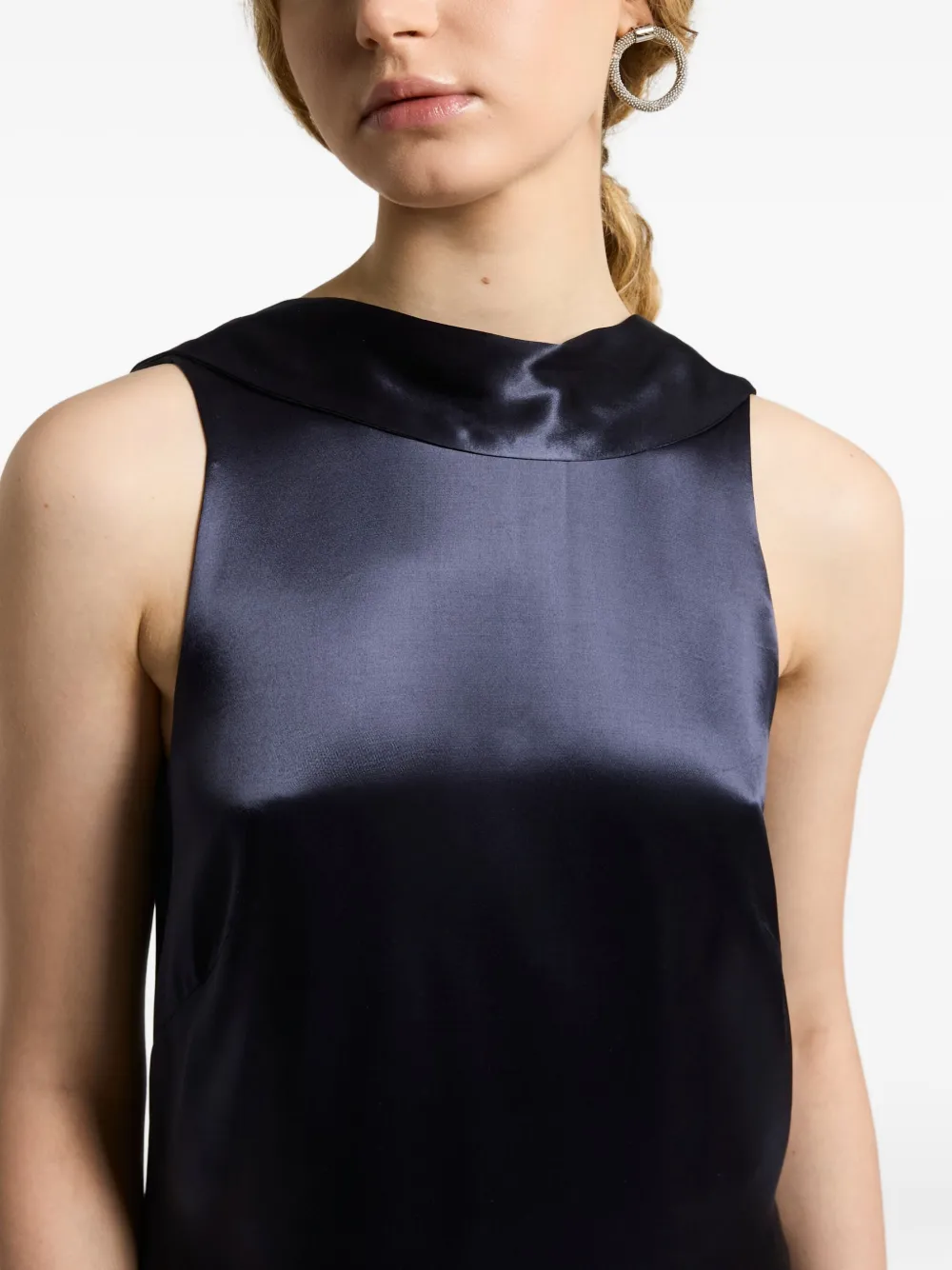 Peserico Jurk met gedrapeerde hals en satijnen effect Blauw