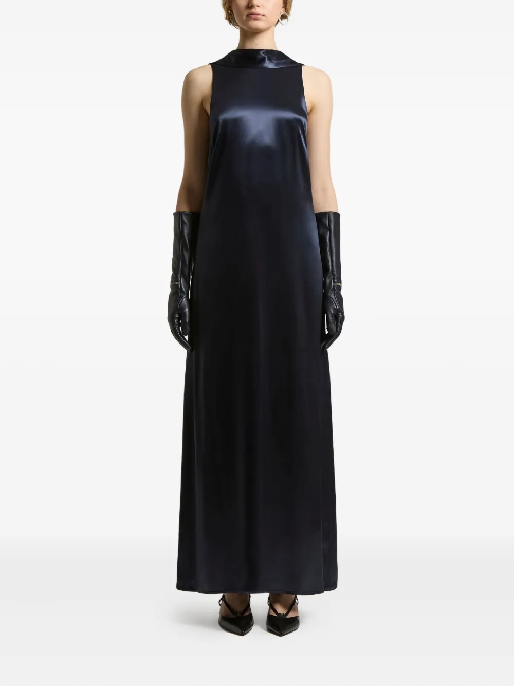 Peserico mock-neck satin-effect dress - Blauw