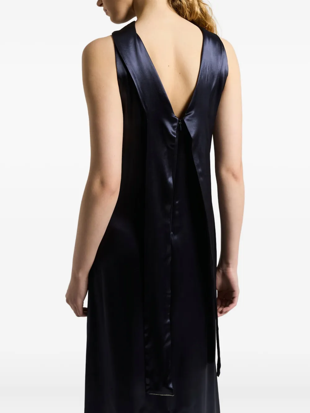 Peserico Jurk met gedrapeerde hals en satijnen effect Blauw