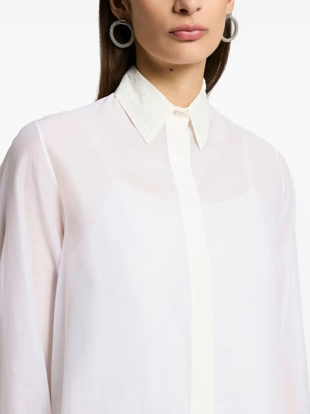 Peserico Embroidered-collar Shirt In Animal Print