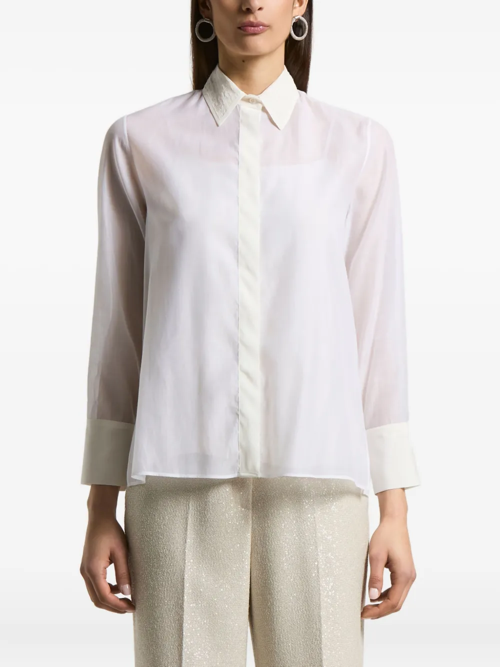 Peserico embroidered-collar shirt | White | Image 1