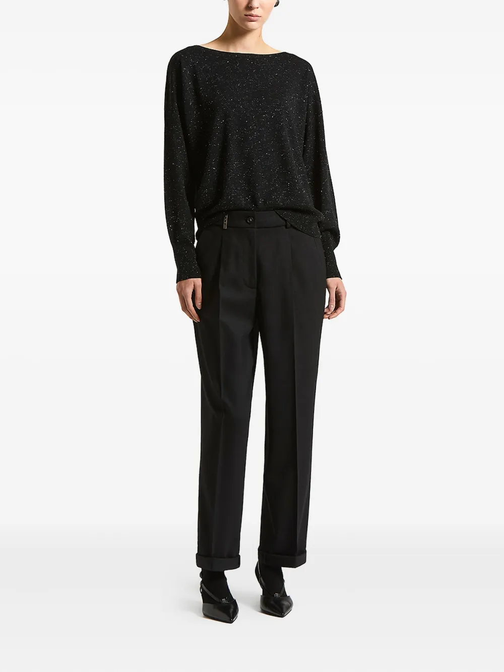 Peserico Gebreide top met boothals Zwart