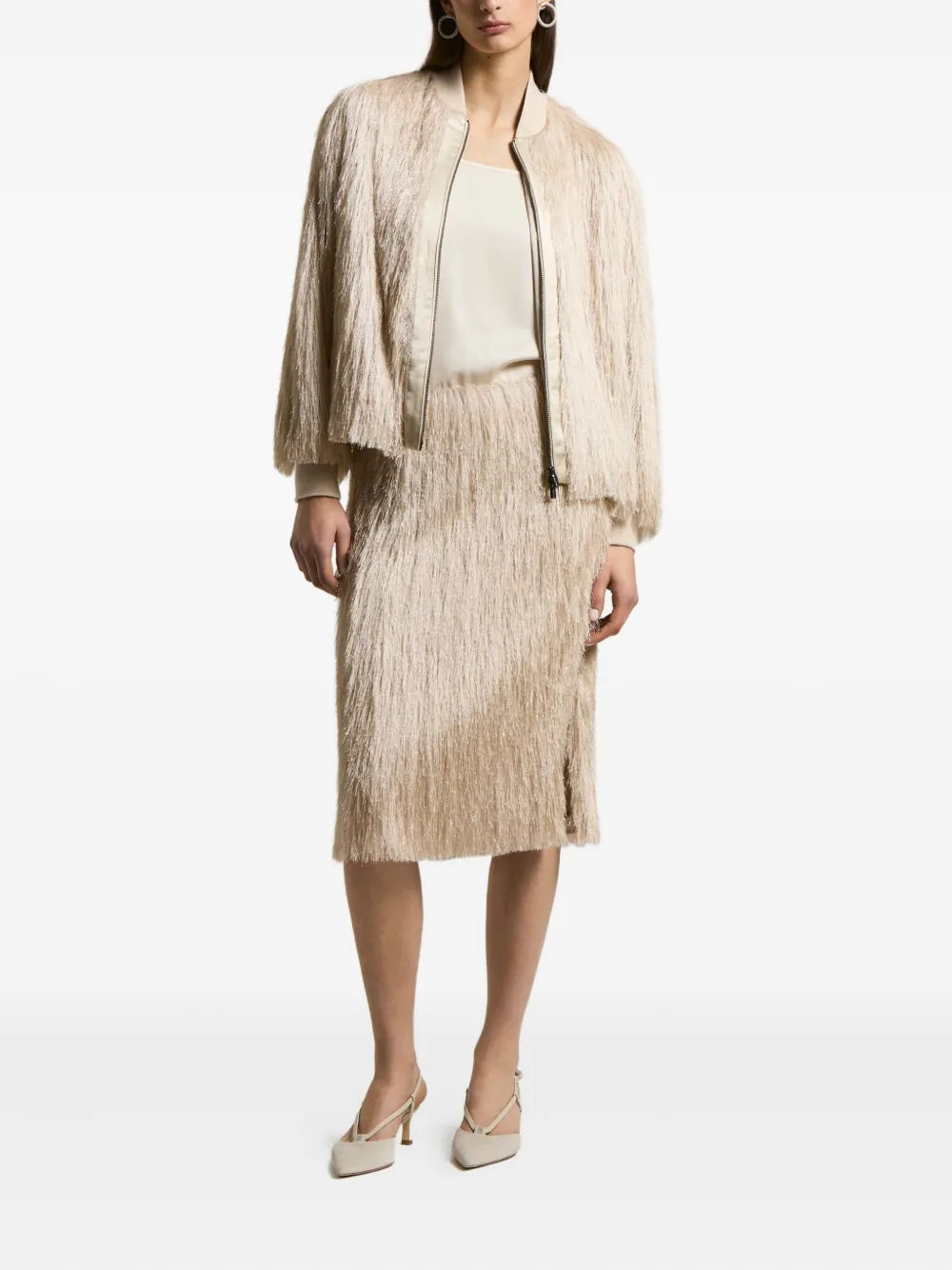 Peserico Midi-rok met franje - Beige