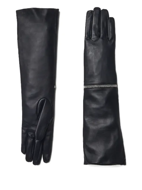 Peserico long leather zip-detail gloves