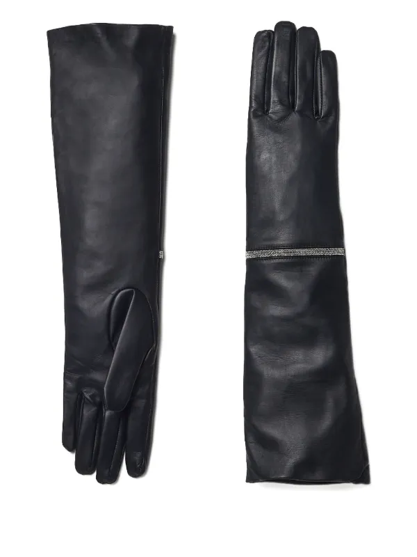 Peserico Lange Handschuhe Mit Reiverschlussdetail | Schwarz | FARFETCH DE