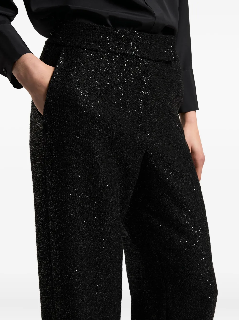 Peserico Sequin-embellished Trousers In Black