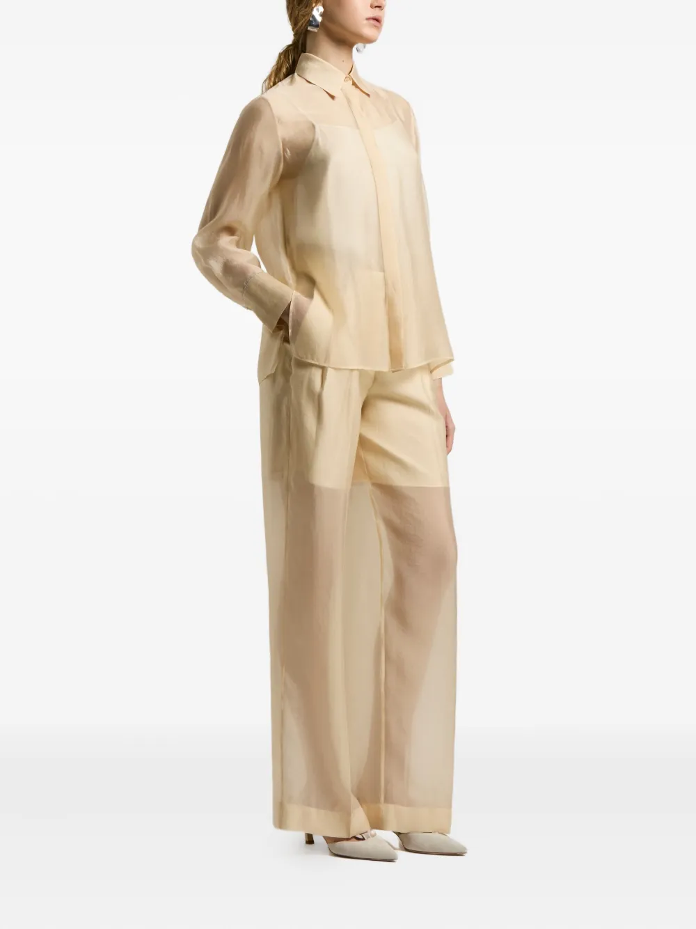 Peserico Pleated-front Sheer Trousers In Neutral