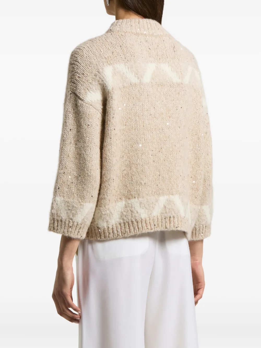 Peserico Star-pattern Sweater In Neutral