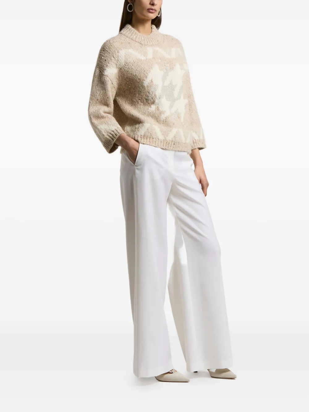 Peserico Star-pattern Sweater In Neutral