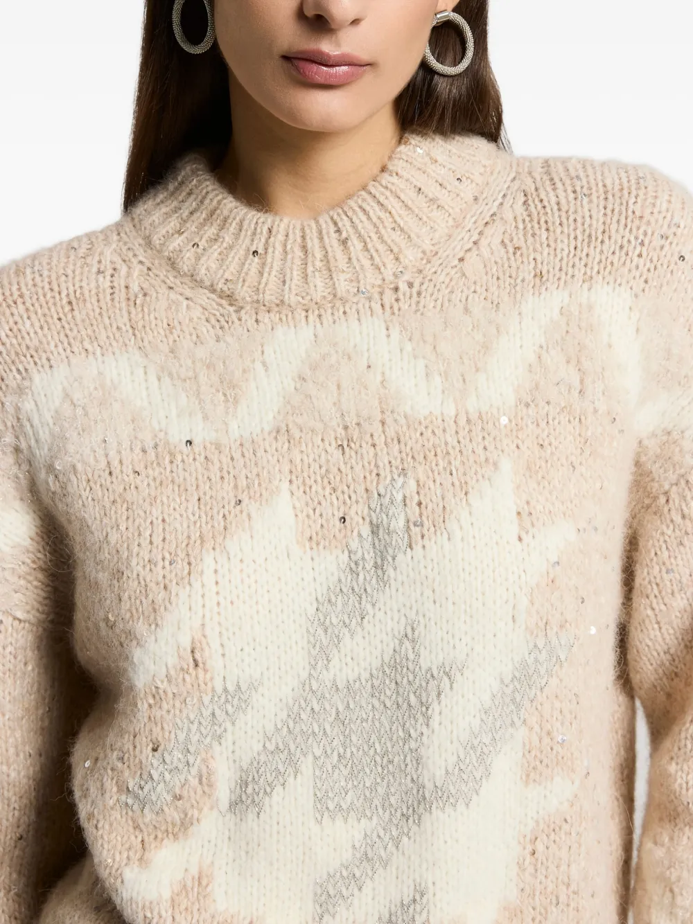 Peserico Star-pattern Sweater In Neutral