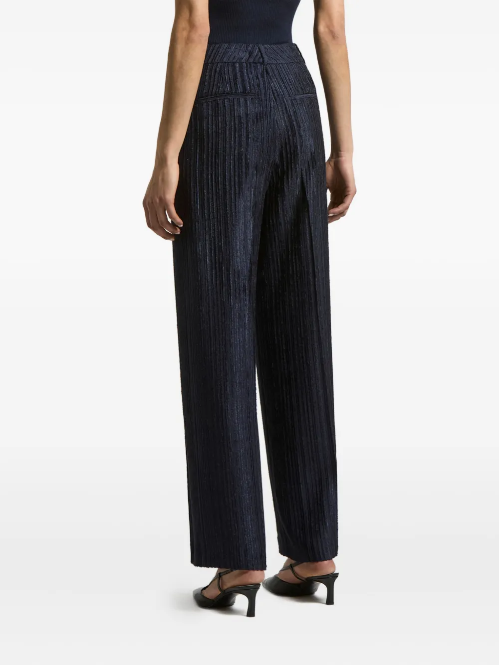 Peserico Burnout Stripe Wide Leg Trousers In Blue