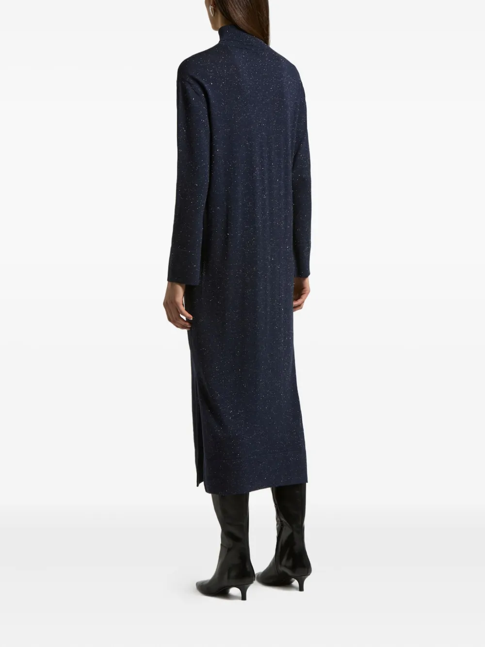 Peserico Midi-jurk met col en zijsplit Blauw