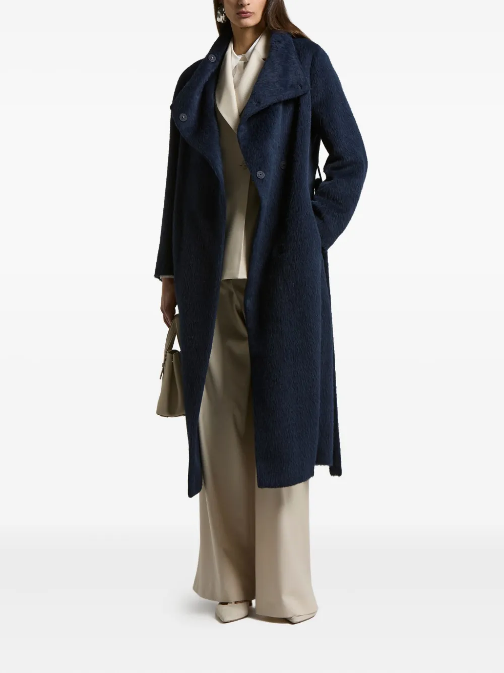 Peserico Double-breasted Coat In Blue