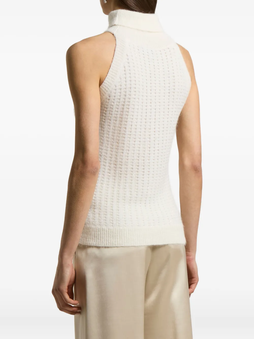 Peserico Turtleneck Sleeveless Knitted Vest In Neutral