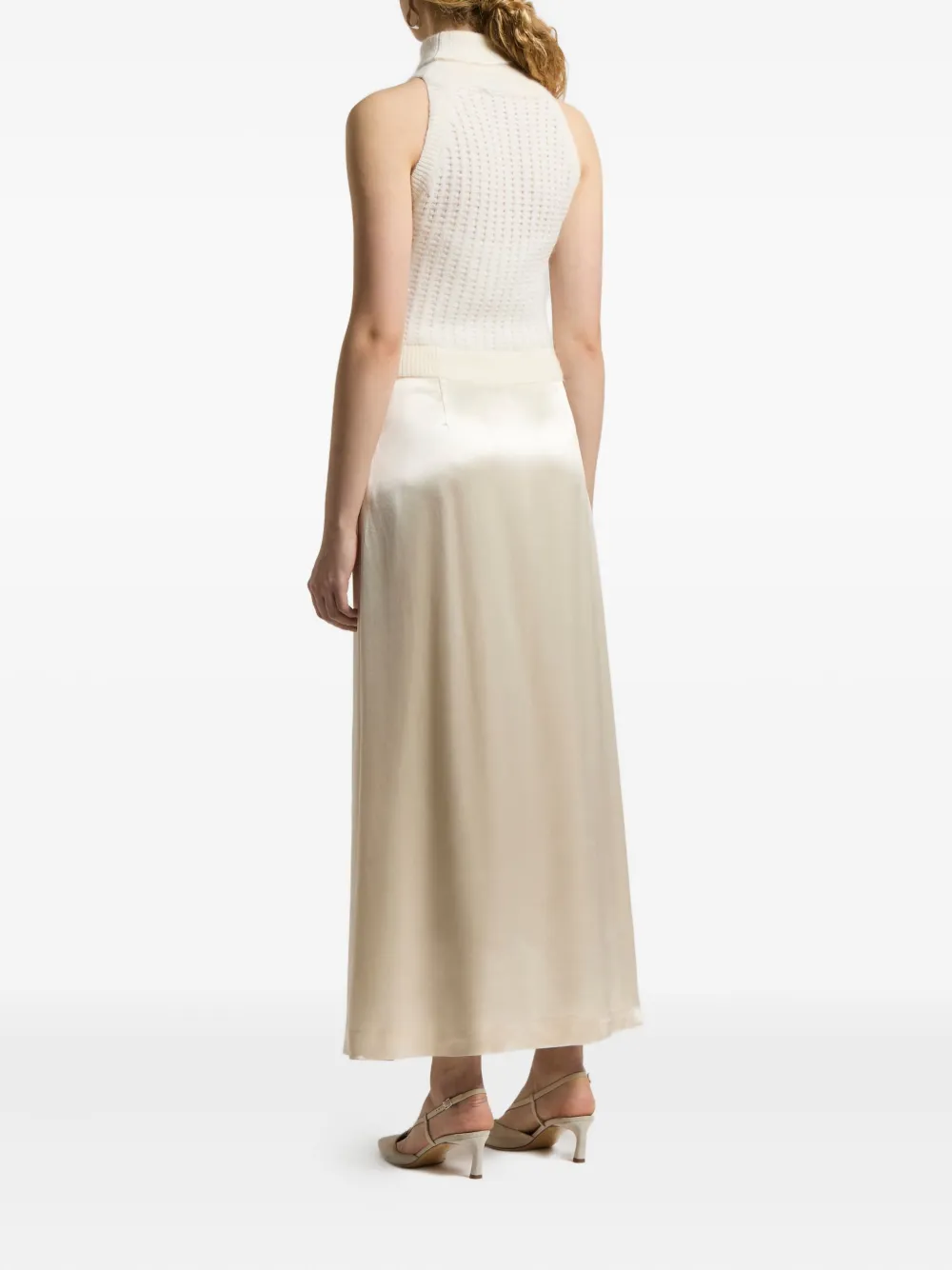 Peserico Satijnen maxi-jurk met hoge hals Wit