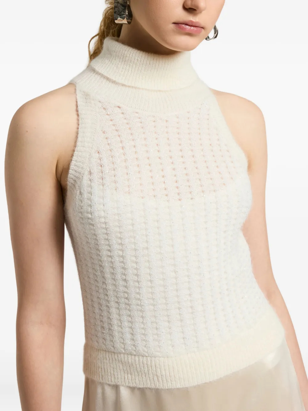 Peserico Satijnen maxi-jurk met hoge hals Wit