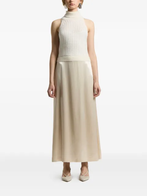 Peserico high-neck satin maxi dress
