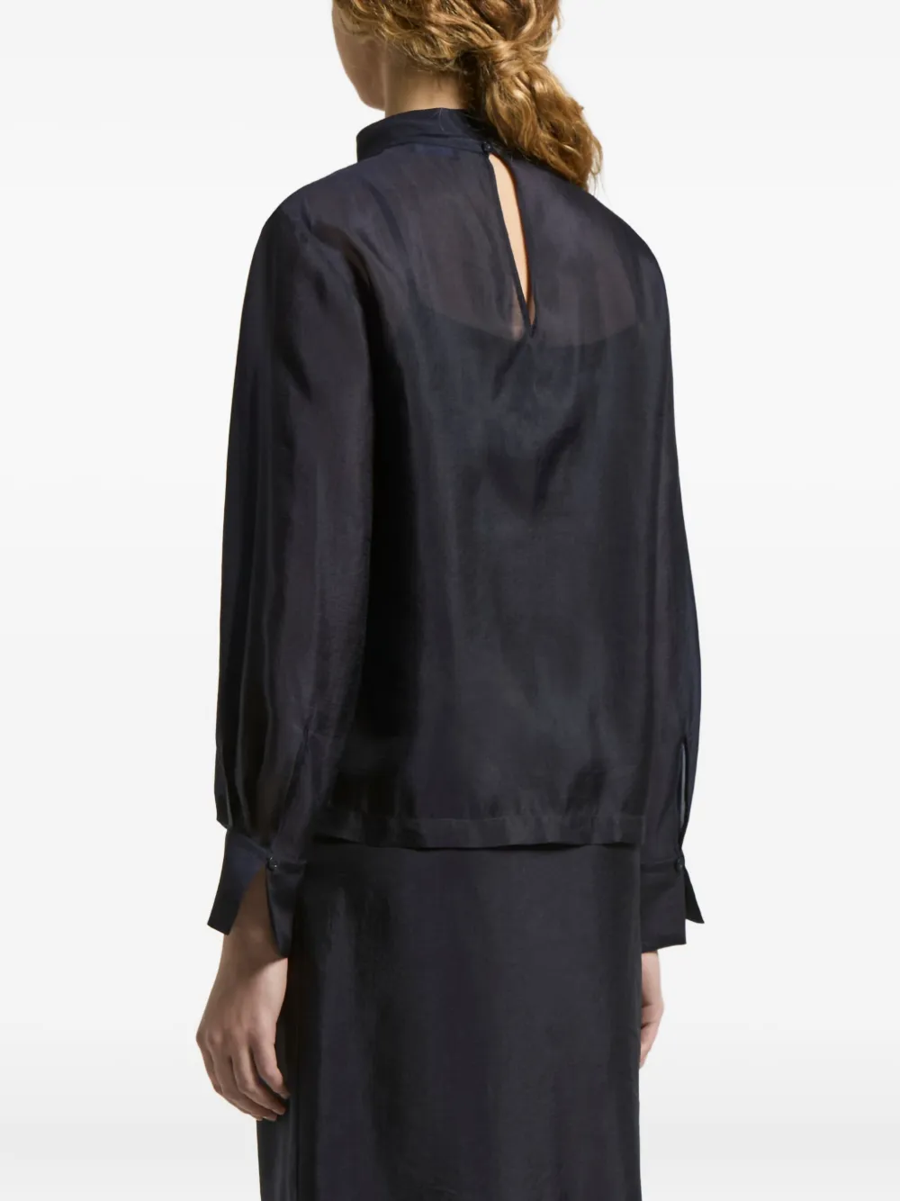 Peserico High-neck Long-sleeve Top In Black