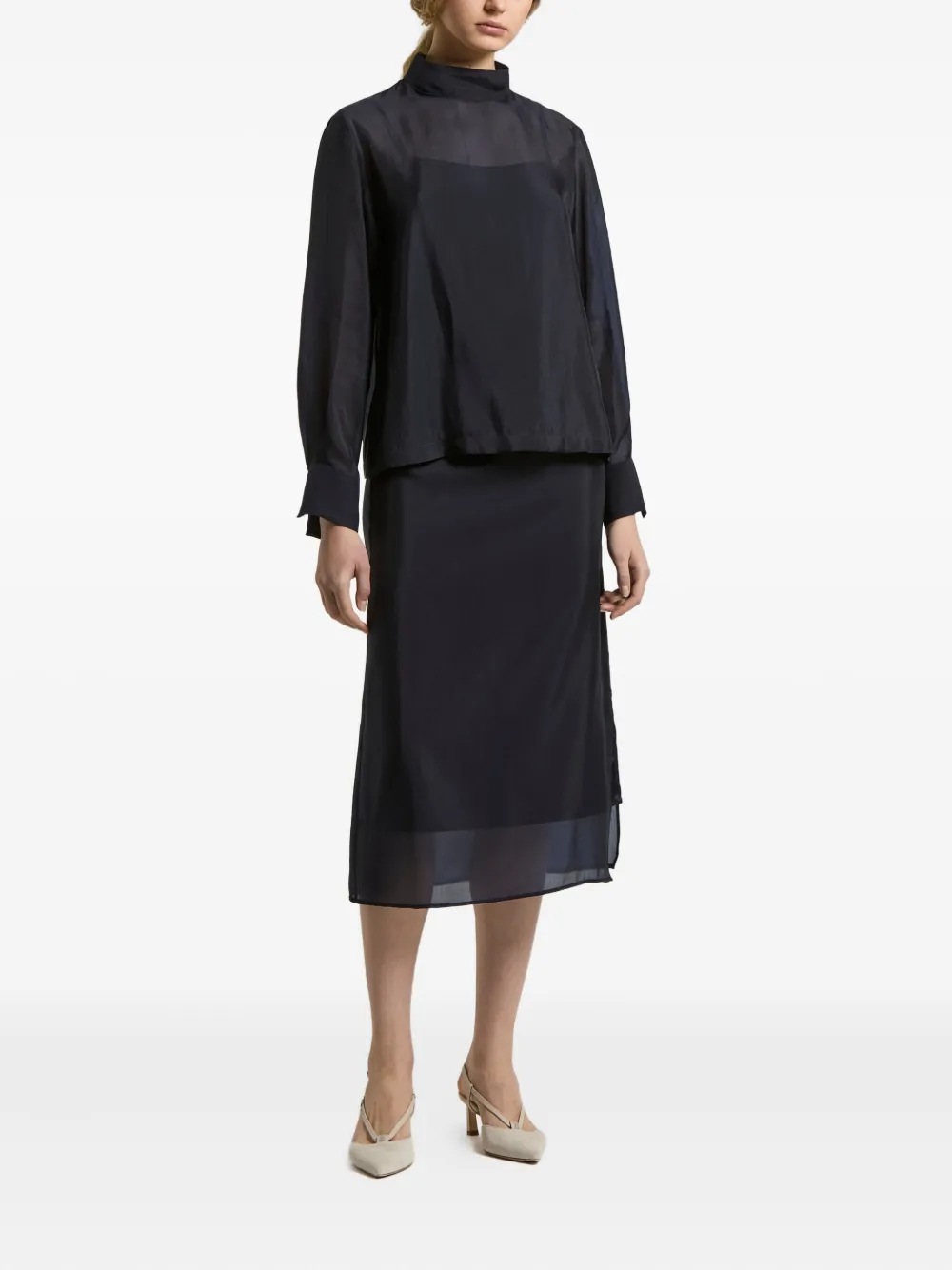 Peserico high-neck long-sleeve top - Blauw