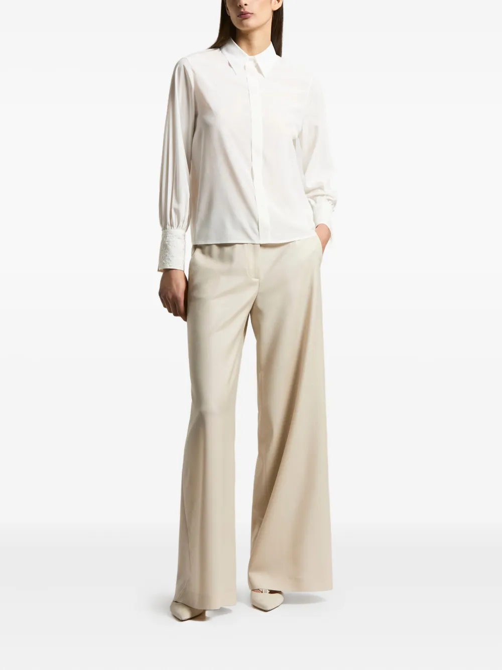 Peserico Blouse met kanten manchetten - Wit