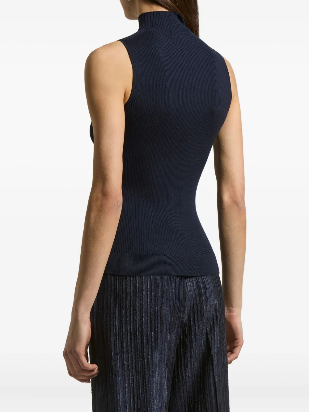 Peserico Geribbelde mouwloze top met hoge hals Zwart