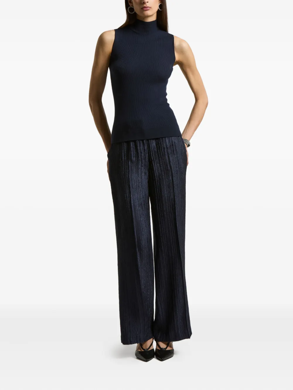 Peserico ribbed high-neck sleeveless vest | Vests & Tank Tops | Image 2