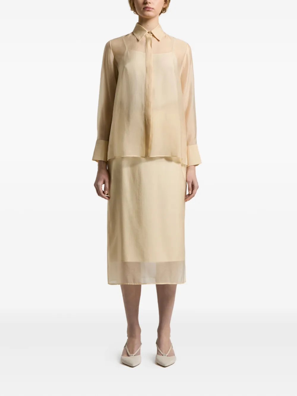 Peserico Midi-rok met zijden vlakken - Beige