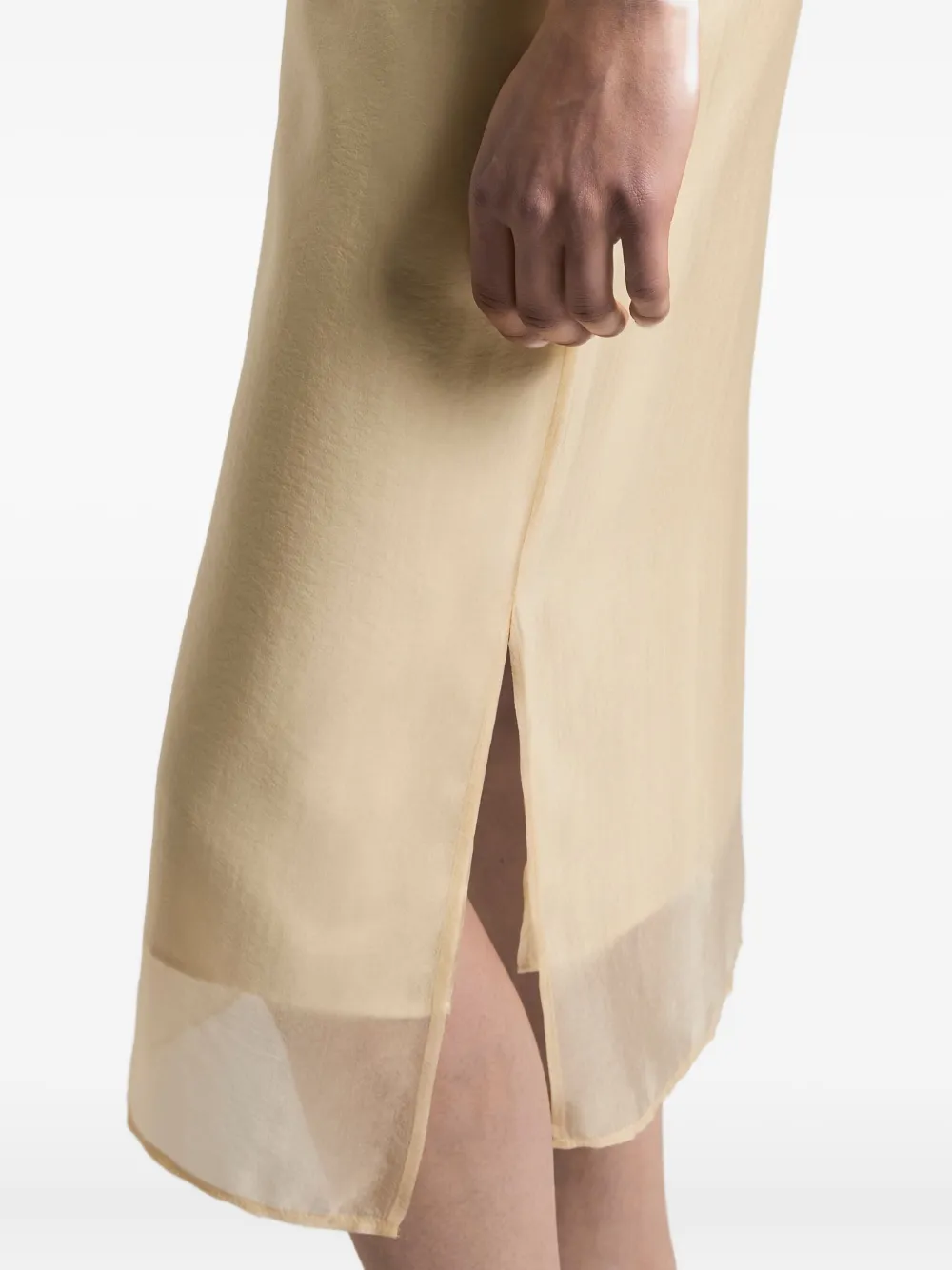 Peserico Silk-panelled Midi Skirt In Neutral