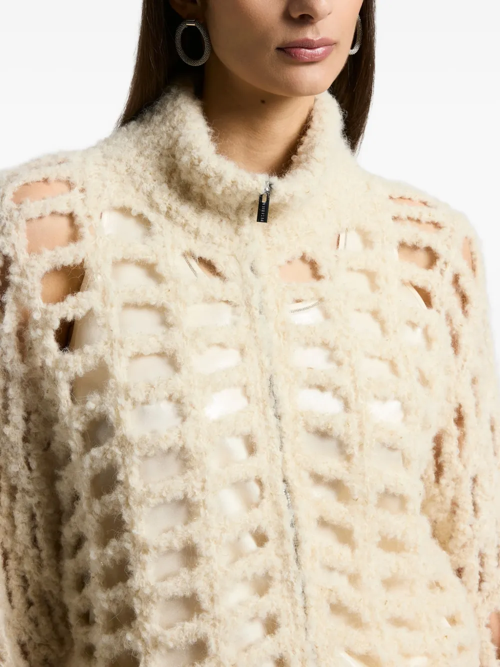 Peserico Geometric Cut-out Cardigan In Neutral