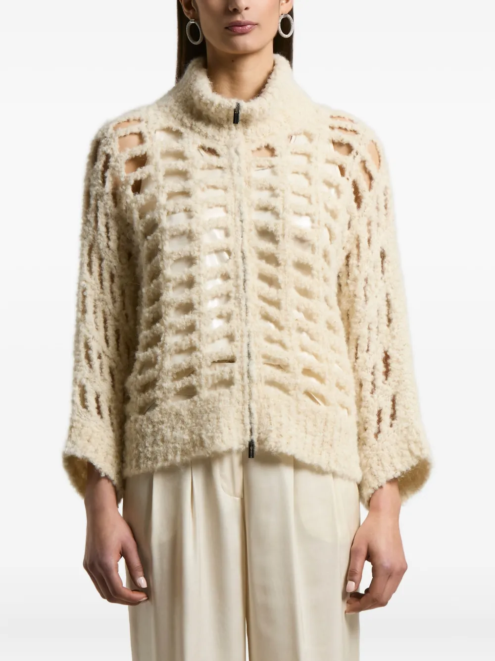 Peserico geometric cut-out cardigan | Neutrals | Image 1
