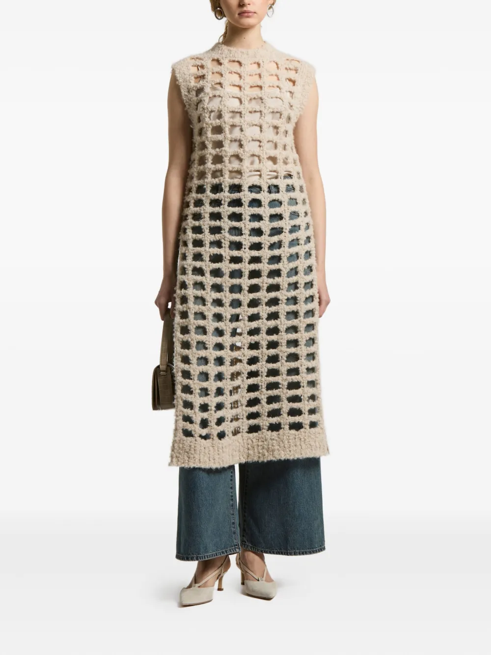 Peserico grid-pattern sleeveless top | Neutrals | Image 1