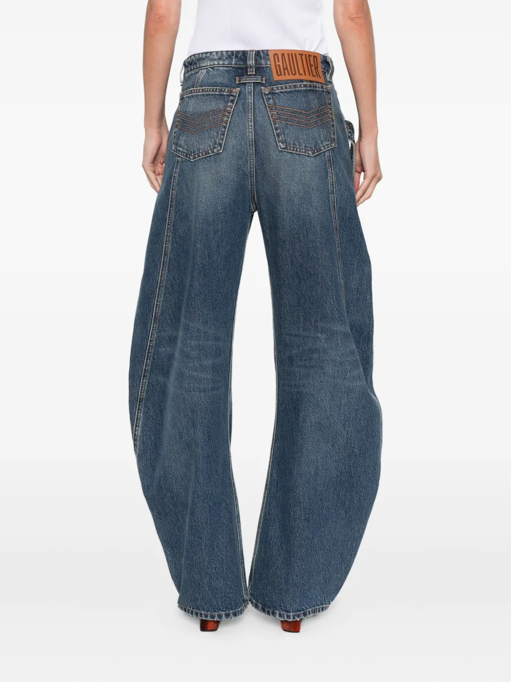 Jean Paul Gaultier Jeans met vlakken en ceintuur Blauw