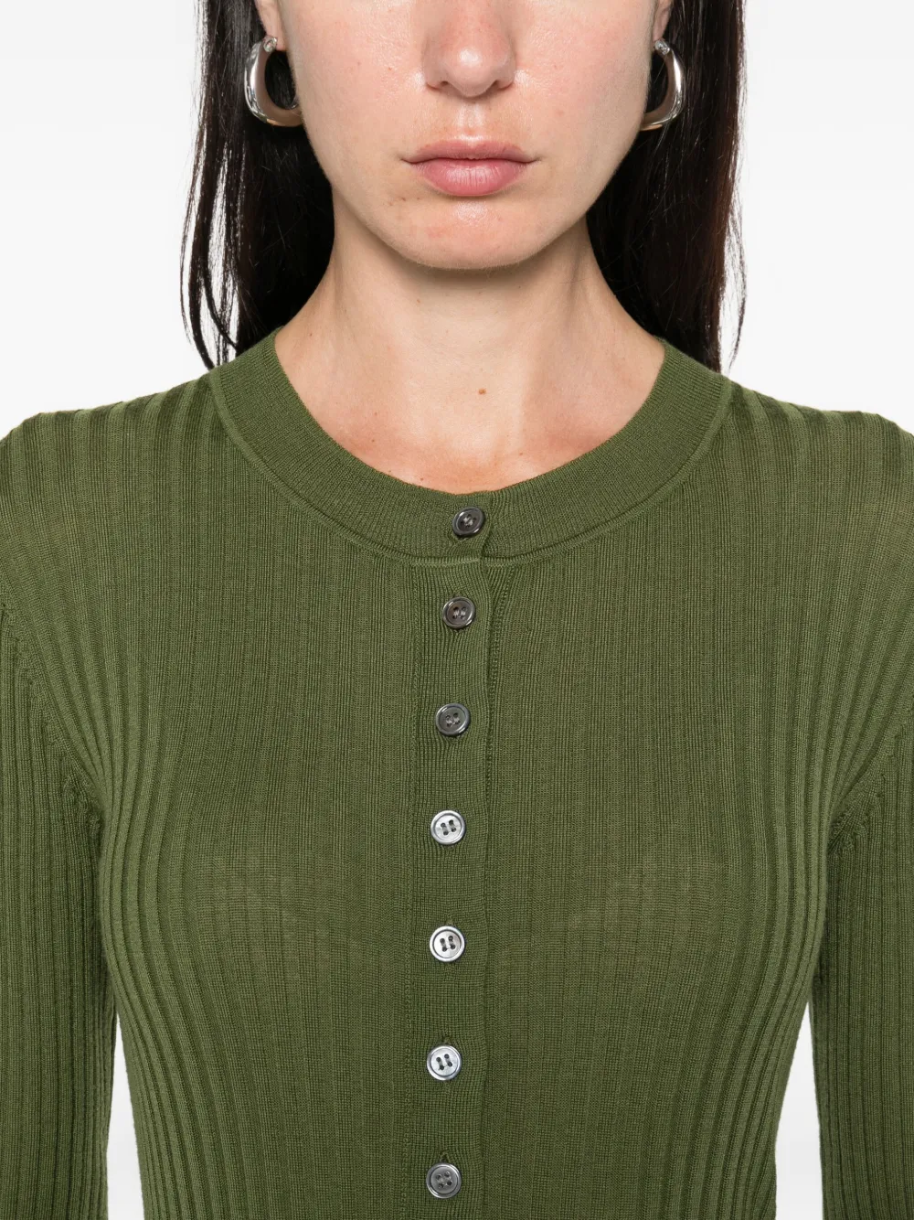 Soeur Geribbelde top met knopen Groen