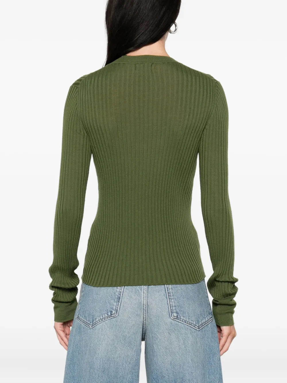 Soeur Geribbelde top met knopen Groen