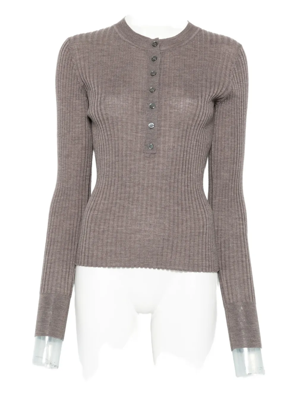 Soeur ribbed long-sleeve top - Marrone