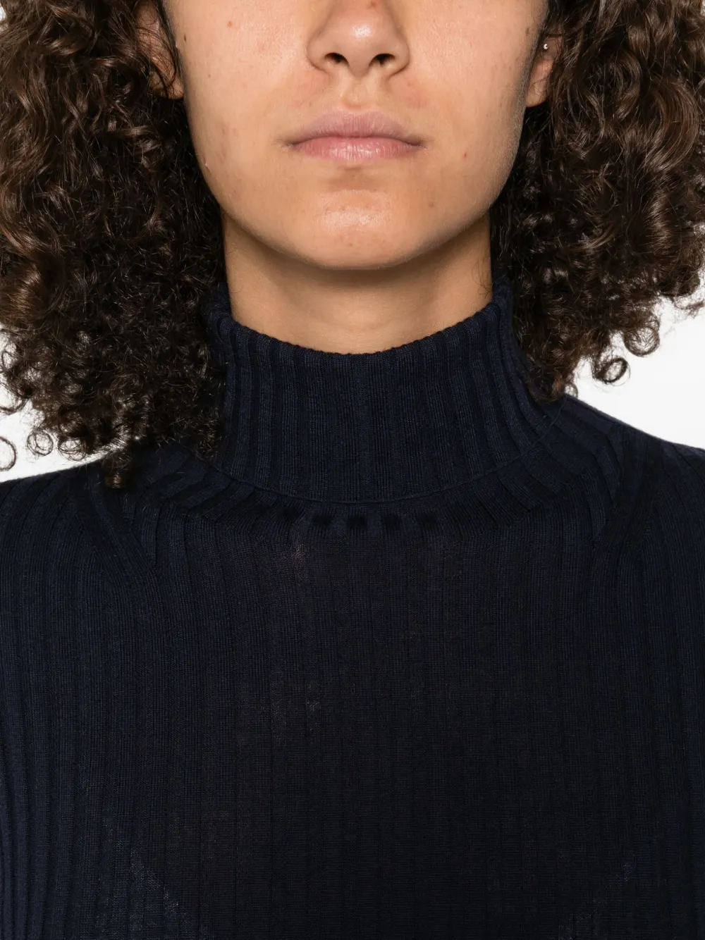 Soeur Geribbelde coltrui Blauw
