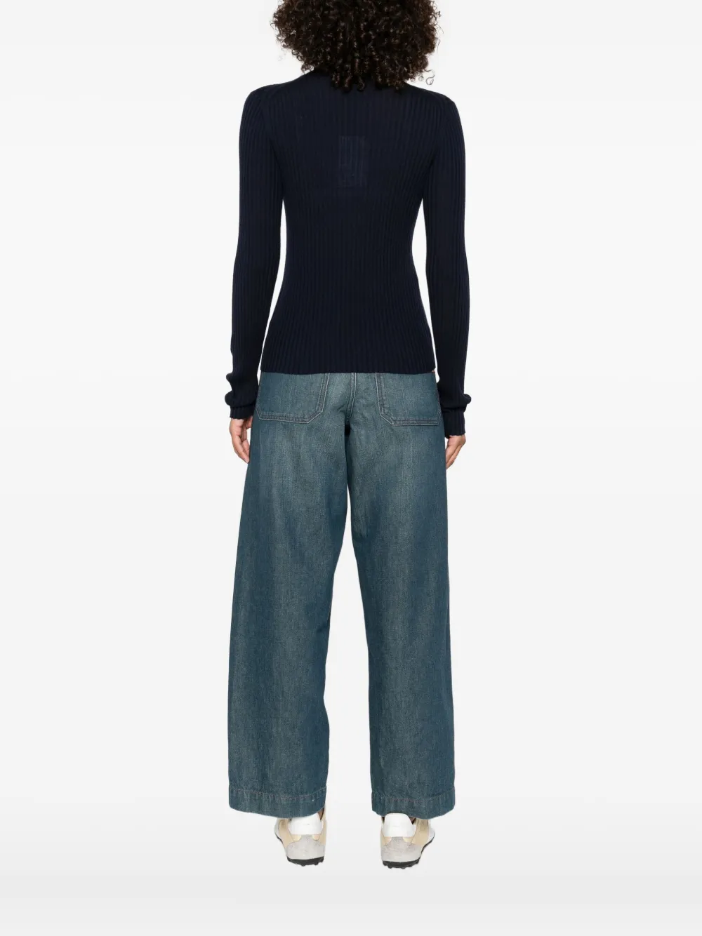 Soeur Geribbelde coltrui Blauw