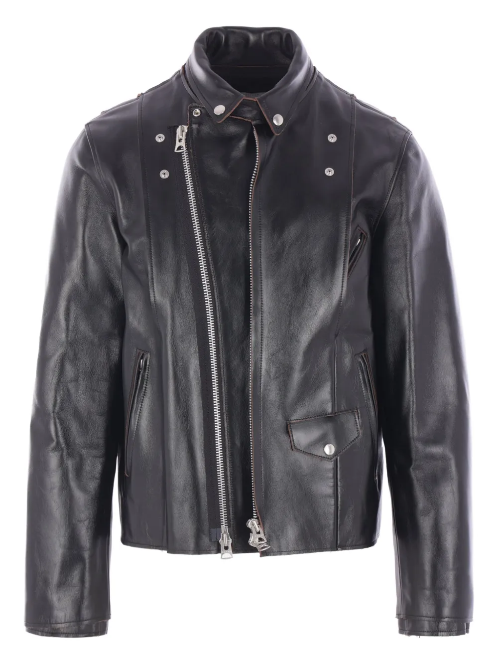 Sacai Leren jack met drukknoopsluiting Zwart