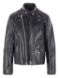 sacai snap-fastening leather jacket - Black