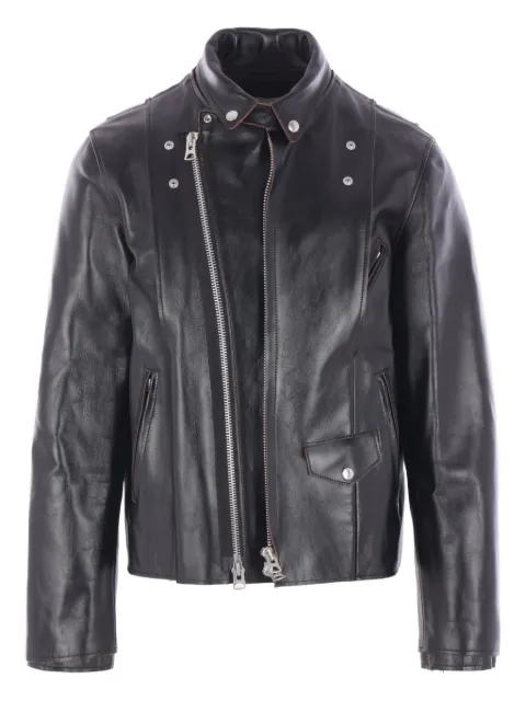sacai snap-fastening leather jacket