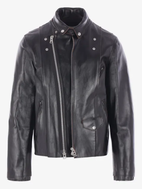 sacai snap-fastening leather jacket