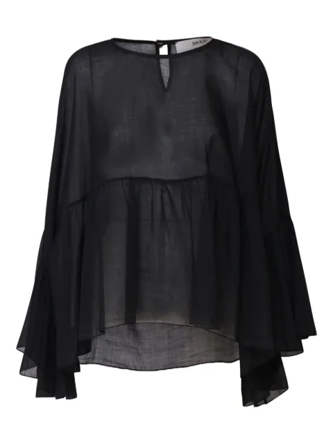 Akep long-sleeved smocked blouse