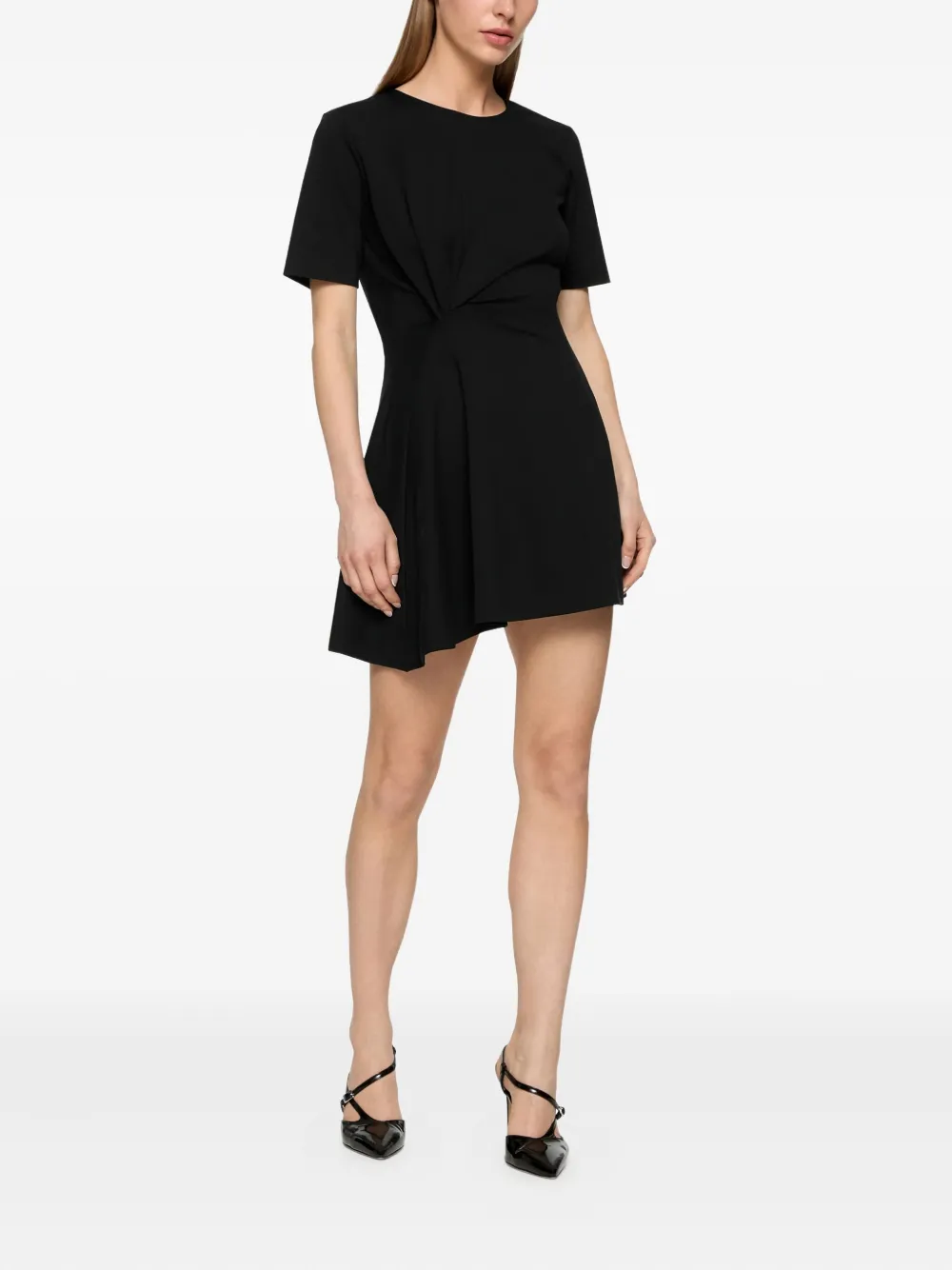 DONDUP twist-detail short-sleeve mini dress - Zwart