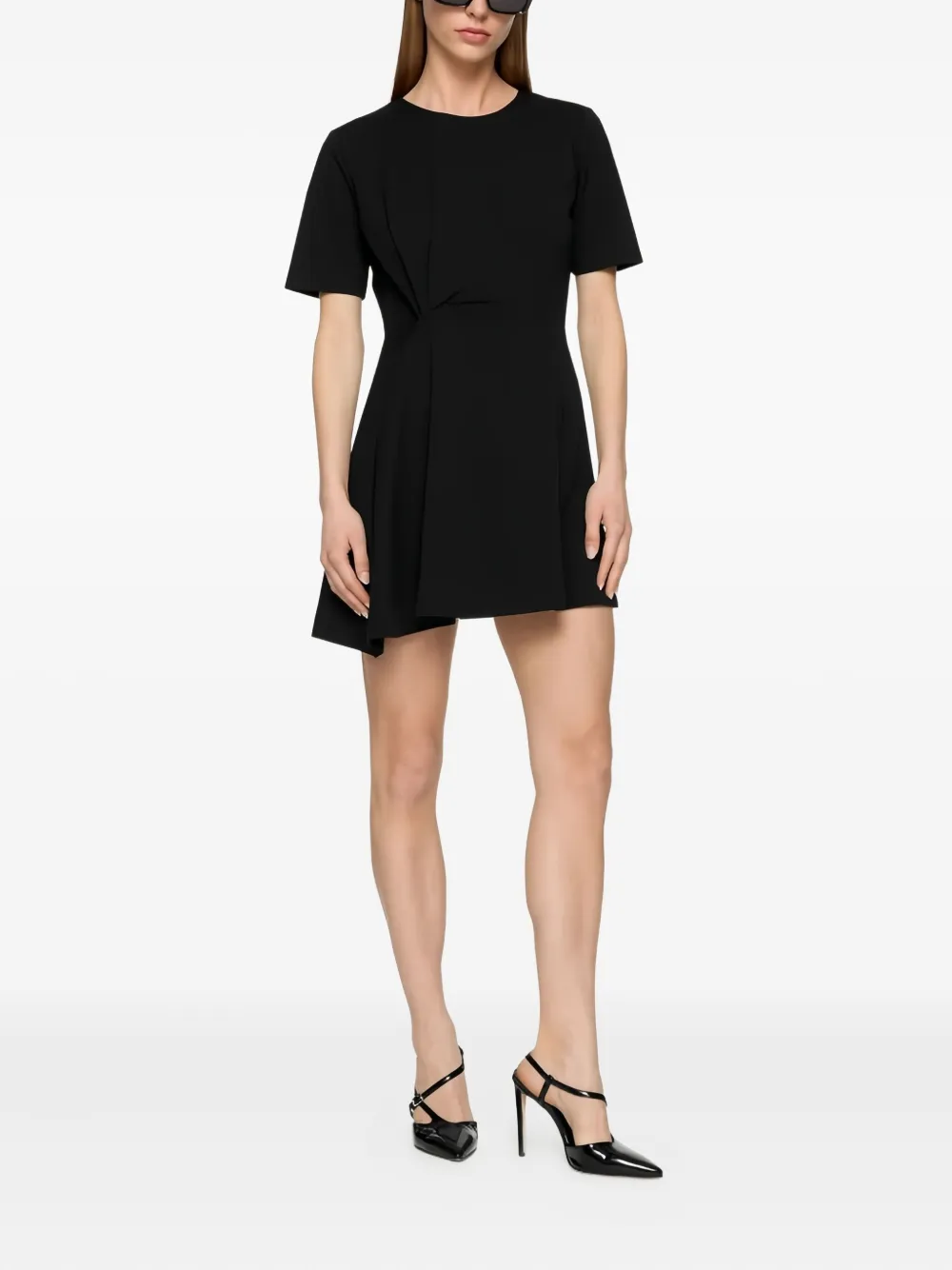 Dondup Twist-detail Short-sleeve Mini Dress In Black