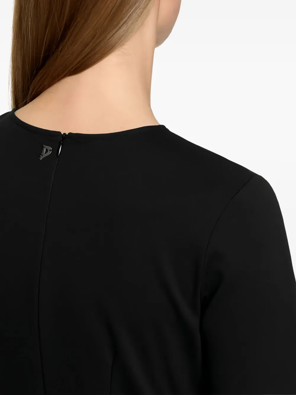 Dondup Twist-detail Short-sleeve Mini Dress In Black