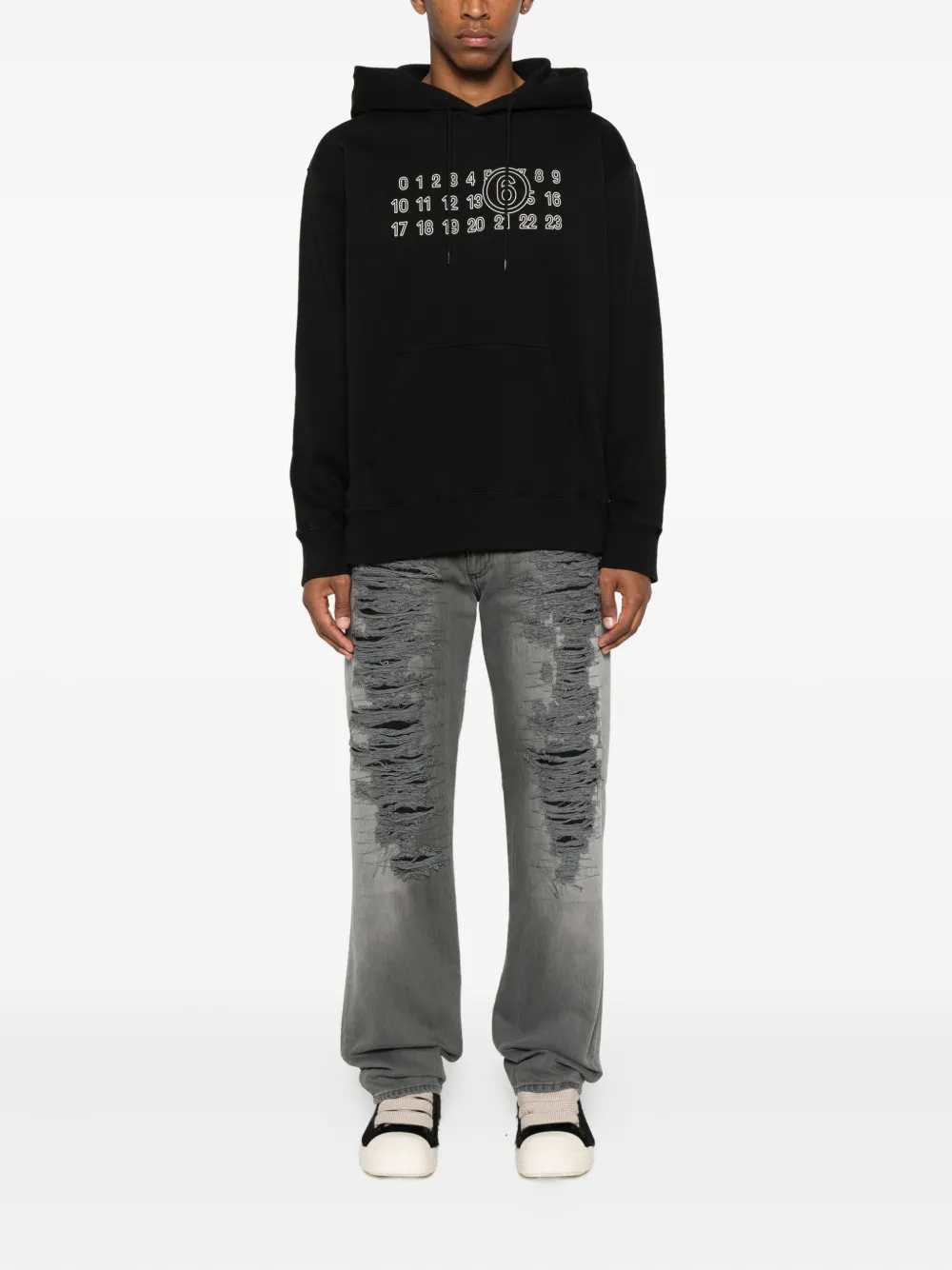 MM6 Maison Margiela numeric-print hoodie Zwart