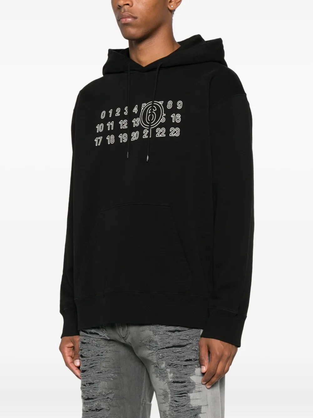 MM6 Maison Margiela numeric-print hoodie Zwart
